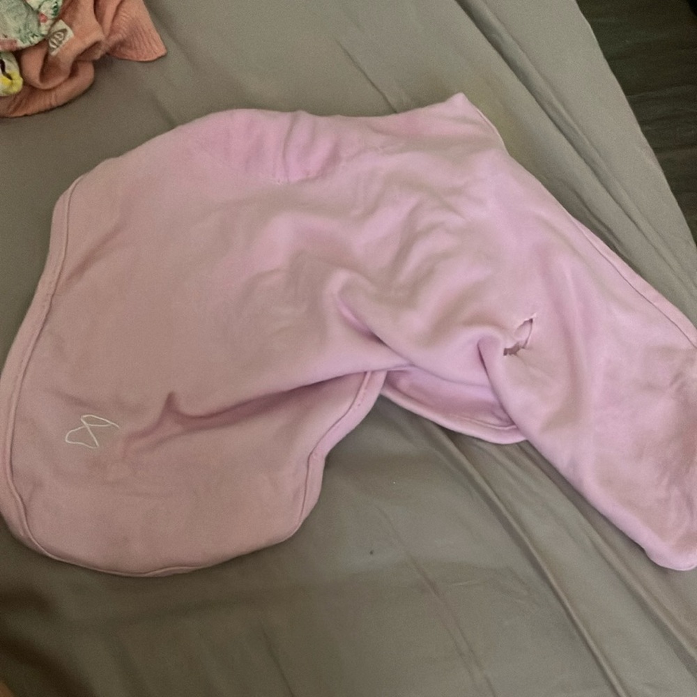 Pink Baby Blanket with Heart Embroidery